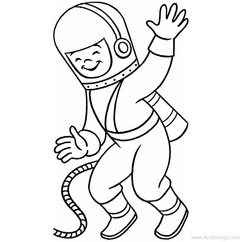 Free Happy Astronaut Coloring Pages printable