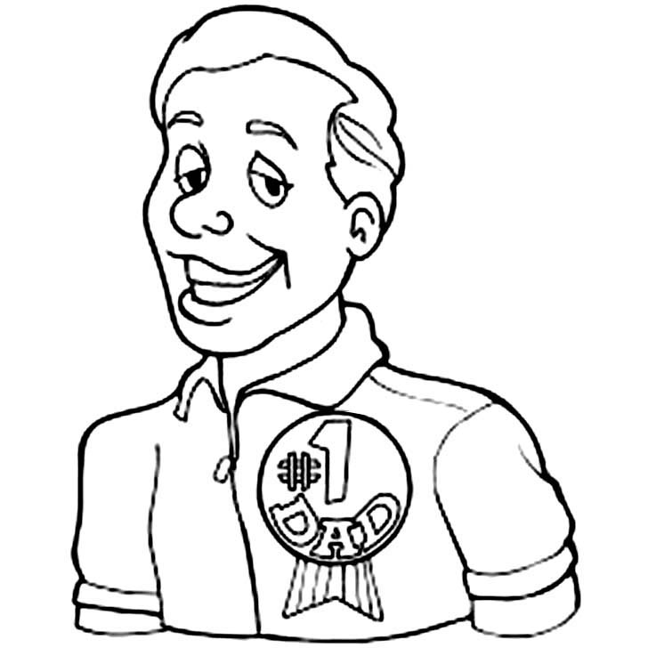 Free Happy Father's Day Coloring Pages Dad with Medal printable