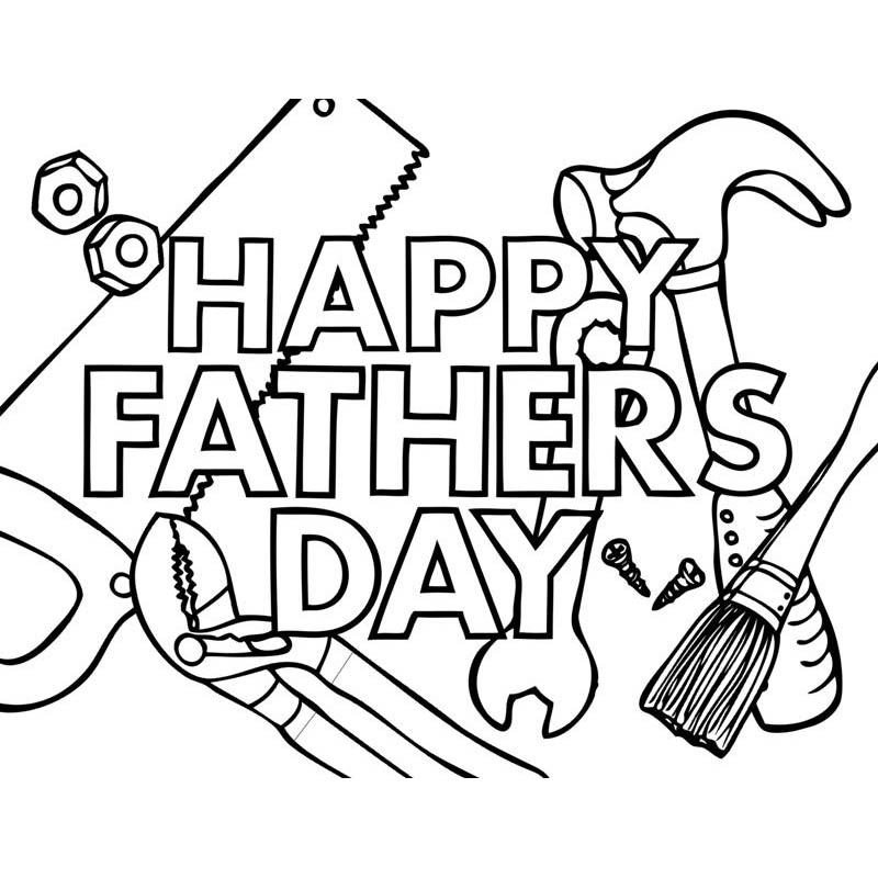 Free Happy Father's Day Coloring Pages Dad's Tools printable