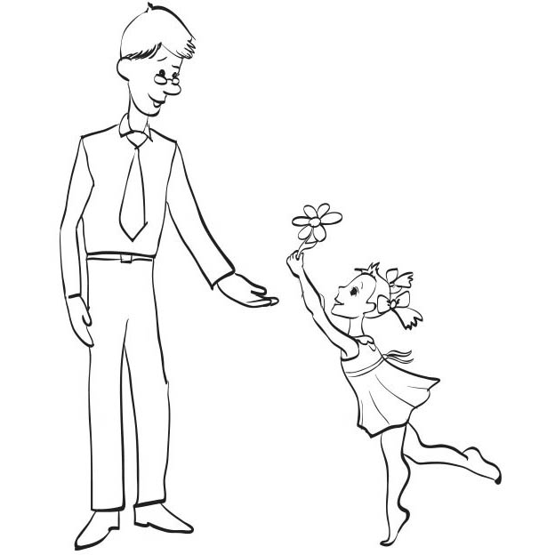 Free Happy Father's Day Coloring Pages with Flower for Girls printable