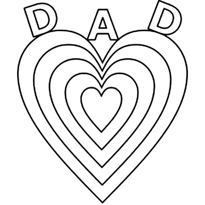 Free Happy Father's Day Hearts Coloring Pages printable