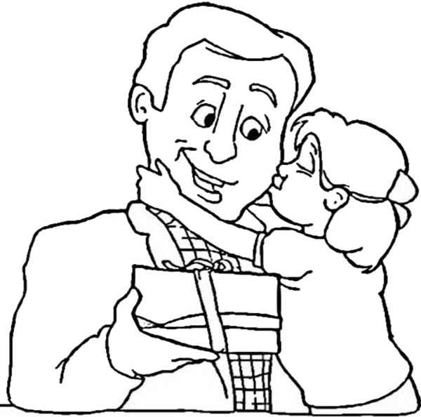 Free Happy Father's Day Kissing from Daughter Coloring Pages printable