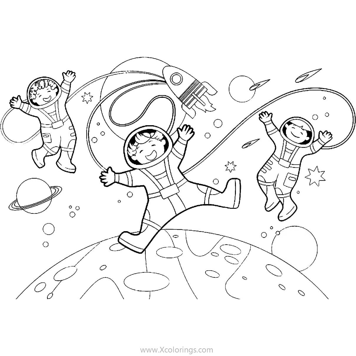 Free Happy Young Astronauts Coloring Pages printable
