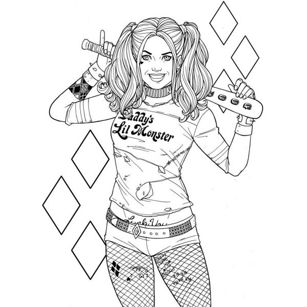 Suicide Squad Coloring Pages Harley Quinn - XColorings.com