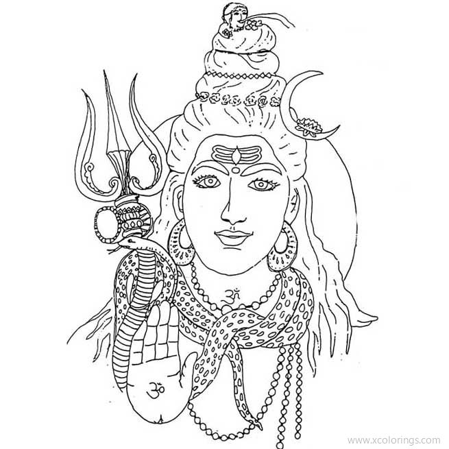 Free Hindu Shiva God Coloring Pages printable