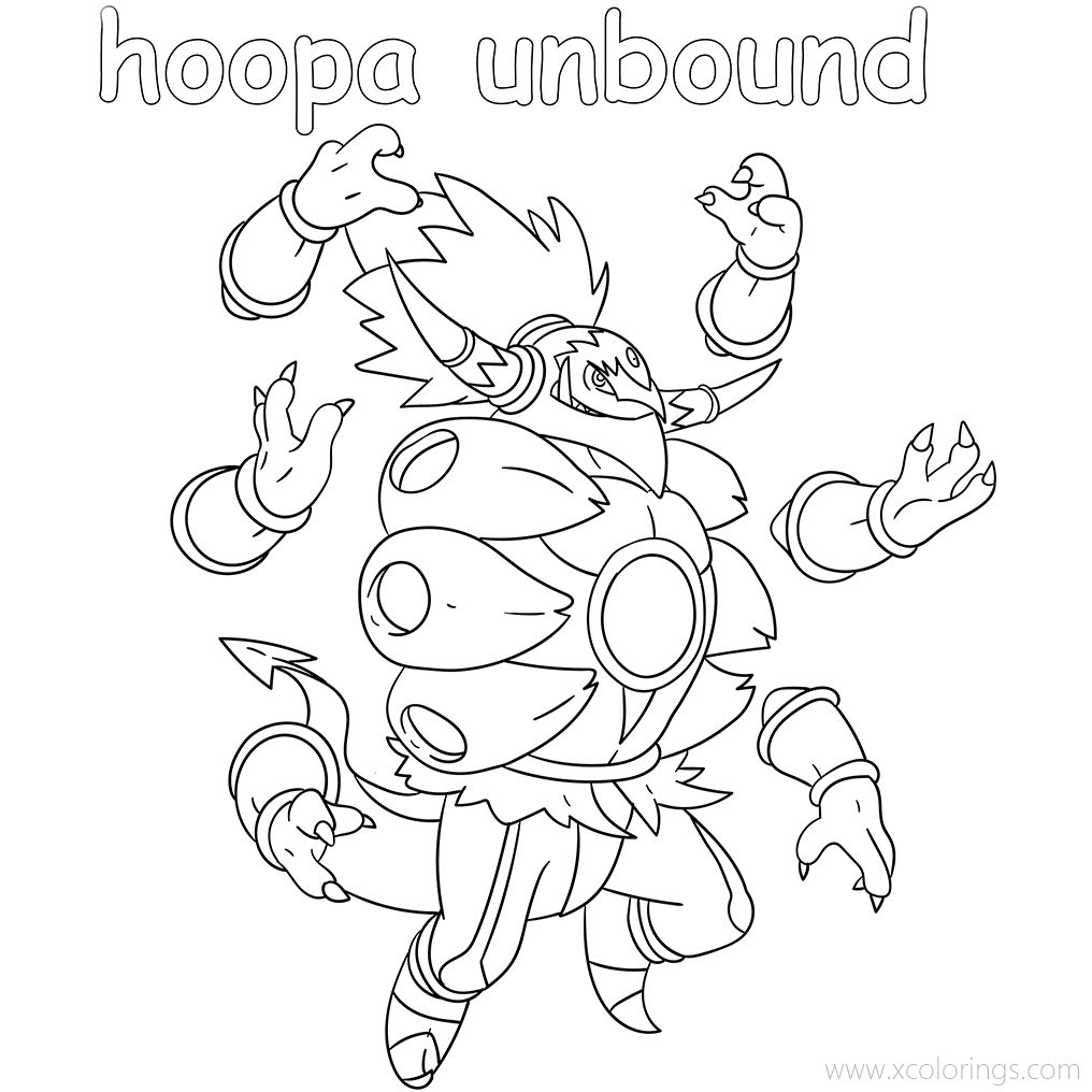 Free Hoopa Unbound Pokemon Coloring Pages Printable printable