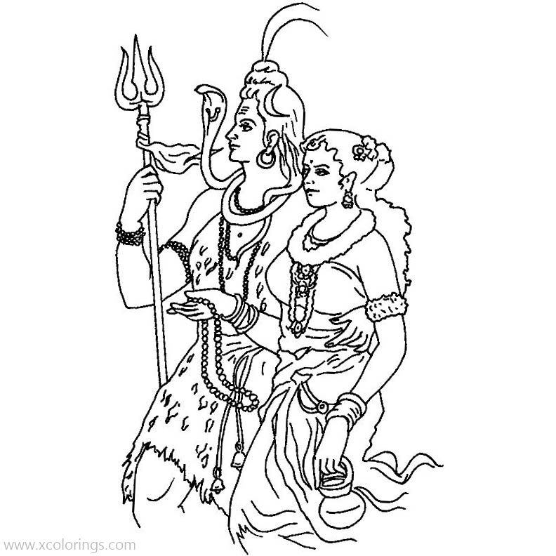 Free India God Shiva Coloring Pages Shiva Parvati printable