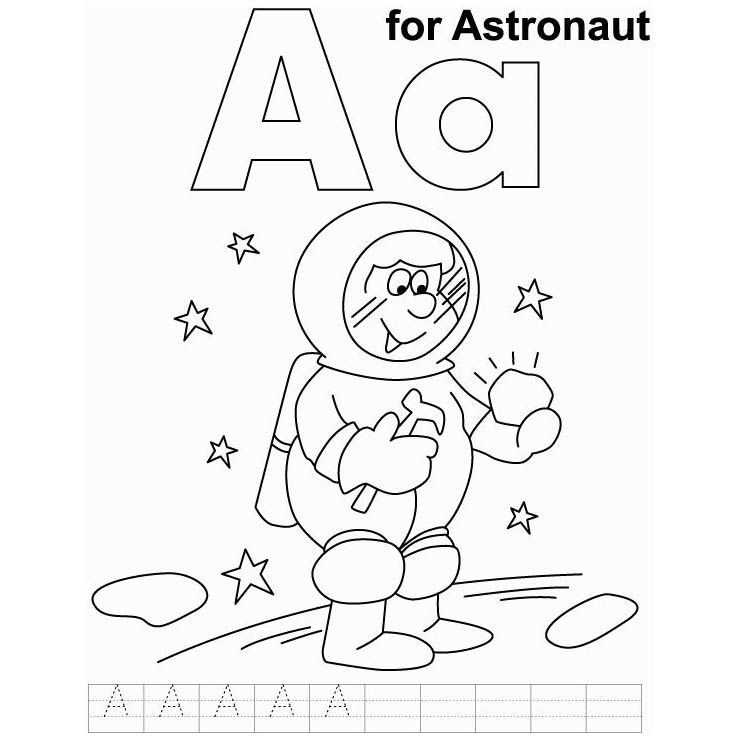 Free Letter A is for Astronaut Coloring Pages printable