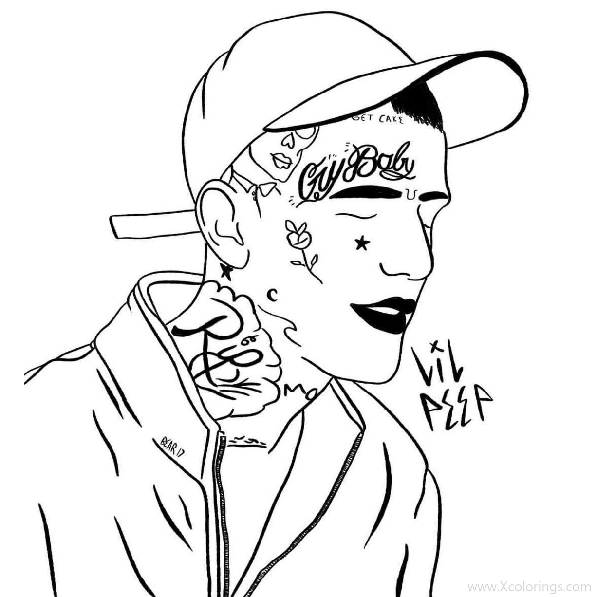 Free Lil Peep Coloring Pages Lineart printable