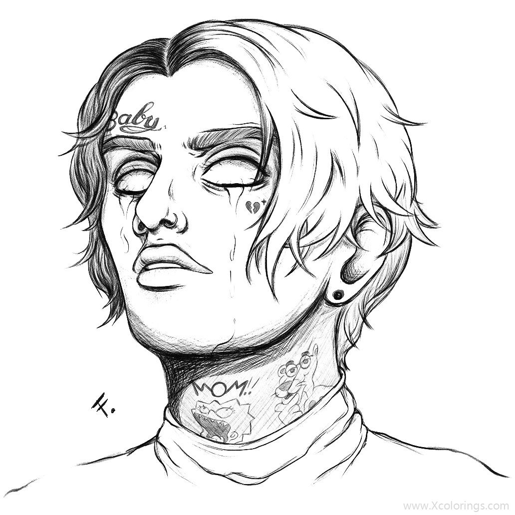 Lil Peep Coloring Pages Sketch - XColorings.com