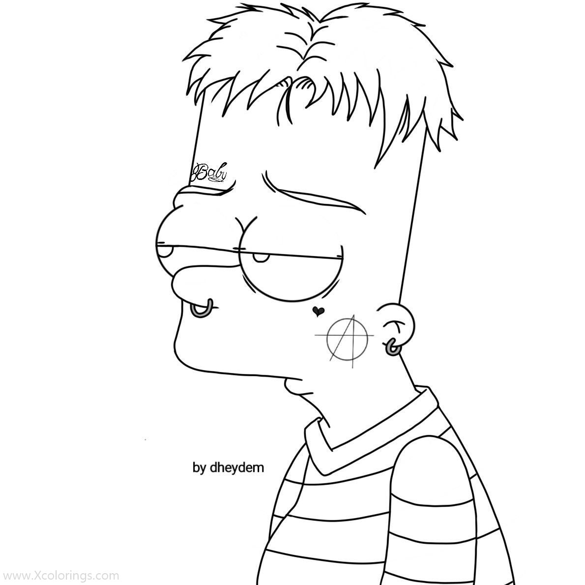 Free Lil Peep Simpson Coloring Pages by dheydem printable