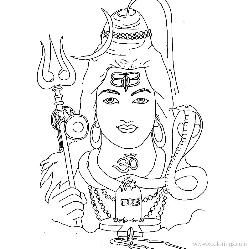 Free Lord Shiva Coloring Pages Black and White printable