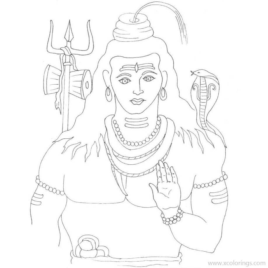 Free Lord Shiva Coloring Pages Outline printable