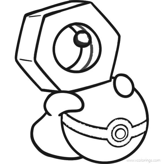 Free Meltan Pokemon Coloring Pages with Poke Ball printable