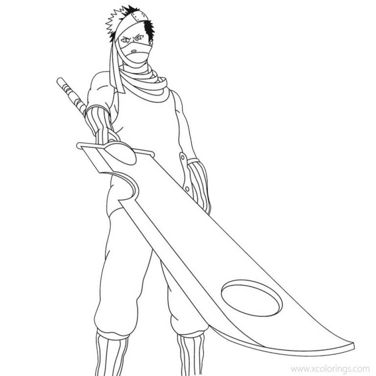 Zabuza Coloring Pages with His Sword - XColorings.com