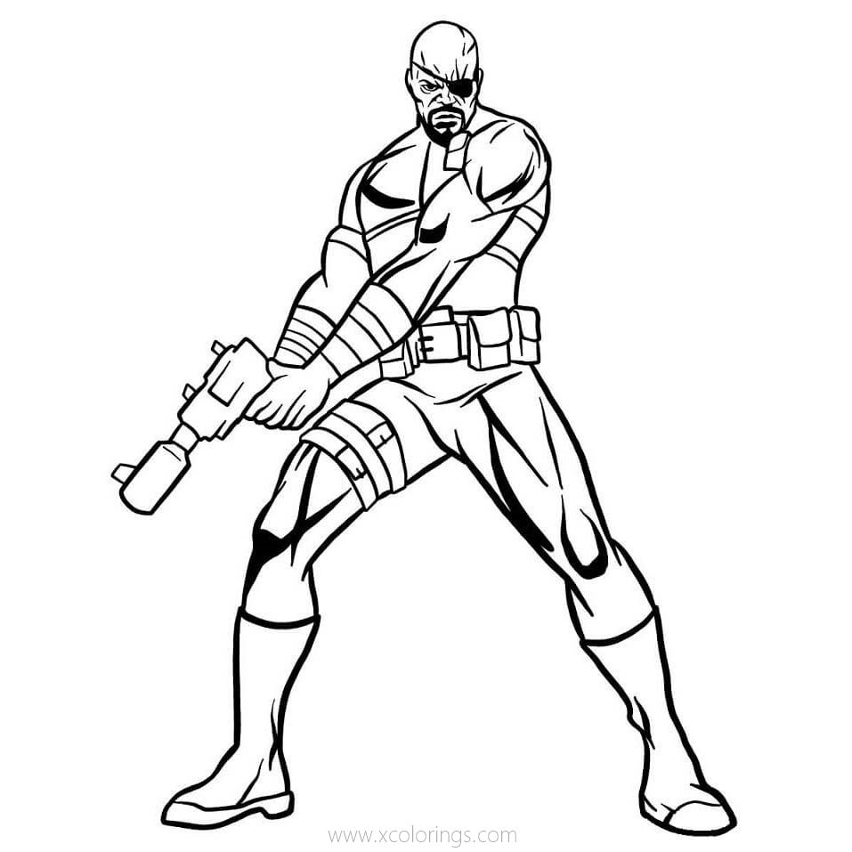 Free Nick Fury with Gun Coloring Pages printable