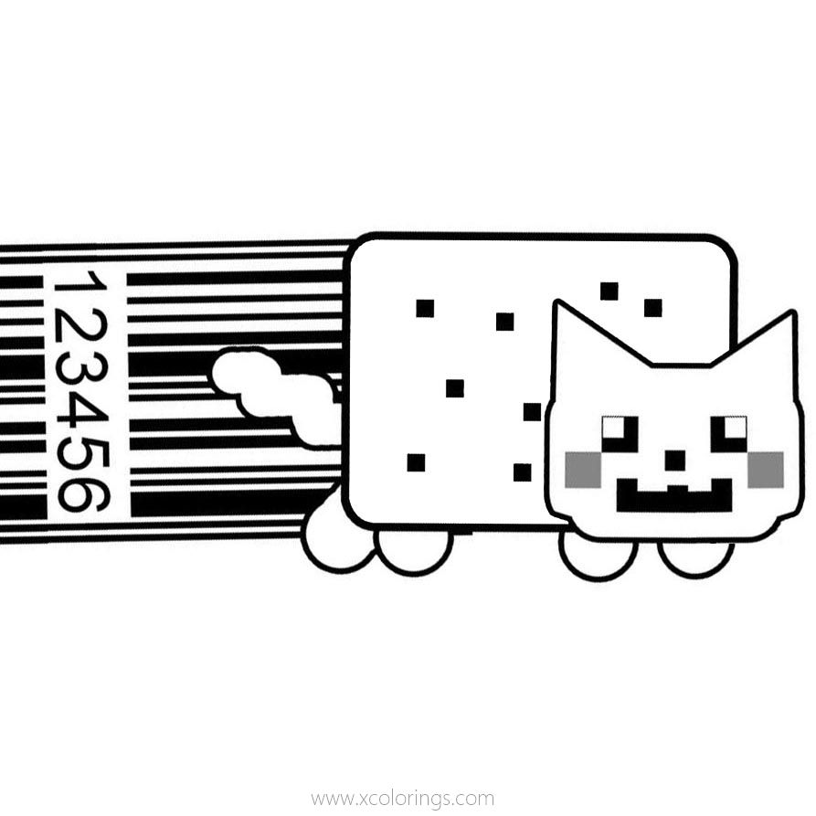 Free Nyan Cat Coloring Pages with Bar Code printable