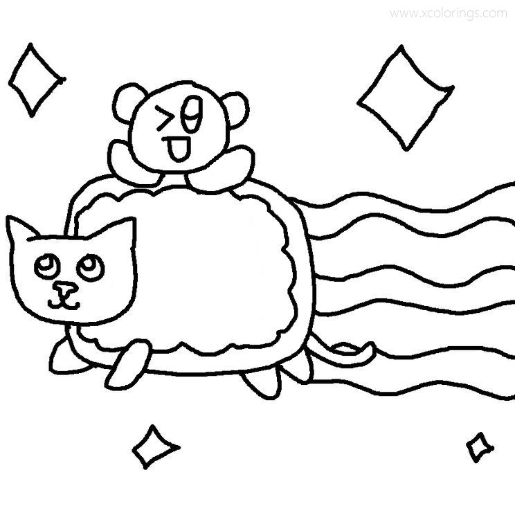 Free Nyan Cat Coloring pages with Bear printable