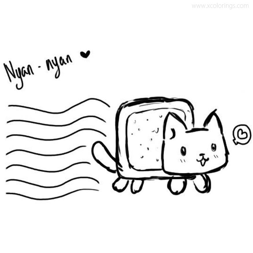 Free Nyan Cat Coloring pages with Lines printable
