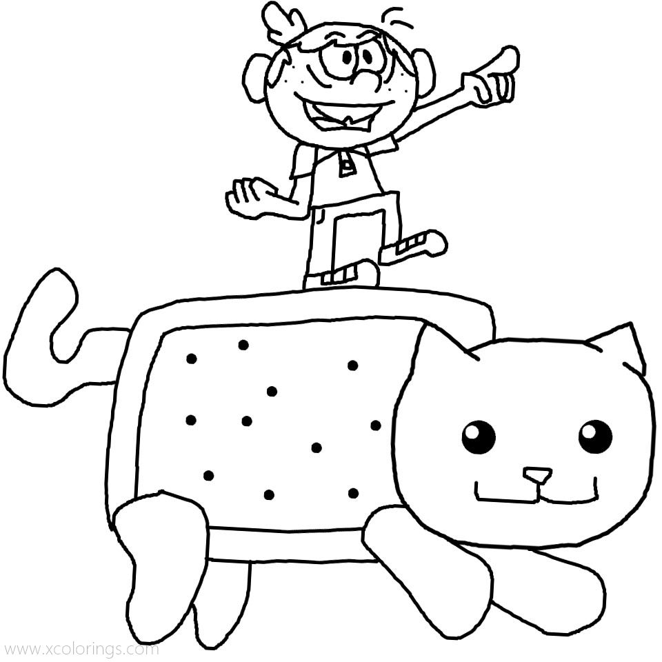 Free Nyan Cat and  Lincoln Coloring Page printable