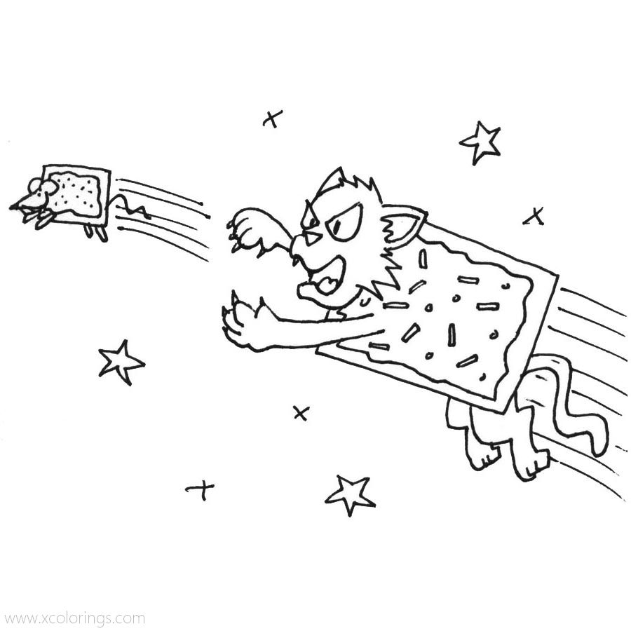 Free Nyan Cat and Mouse Coloring Pages printable