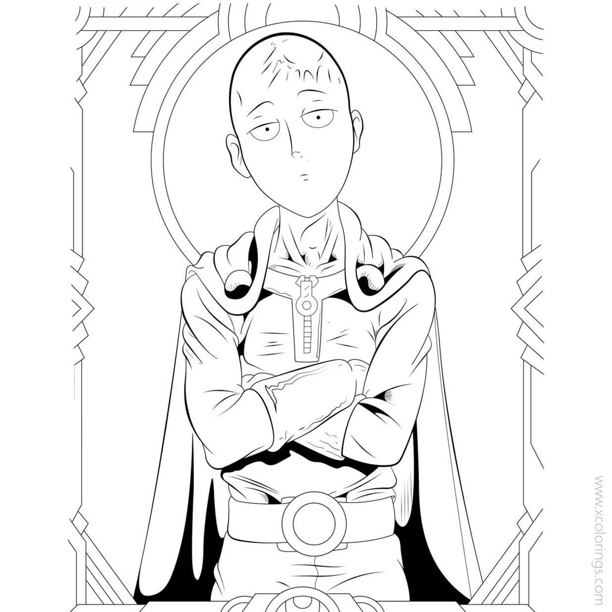 Free One Punch Man Characters Coloring Pages Saitama printable