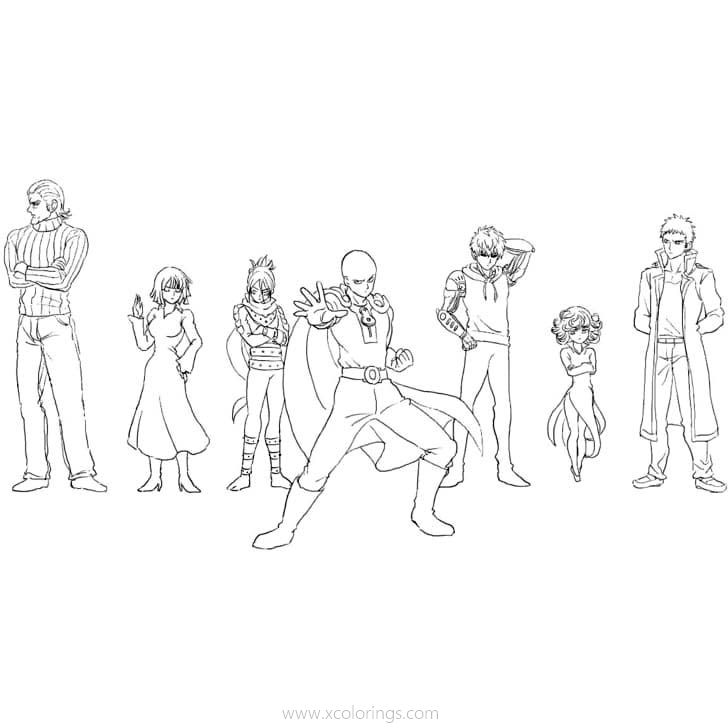 Free One Punch Man Coloring Pages Characters printable