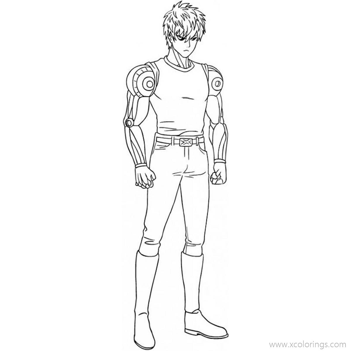 Free One Punch Man Coloring Pages Genos the Demon Cyborg printable