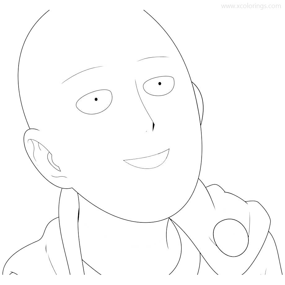Free One Punch Man Coloring Pages Happy Saitama printable