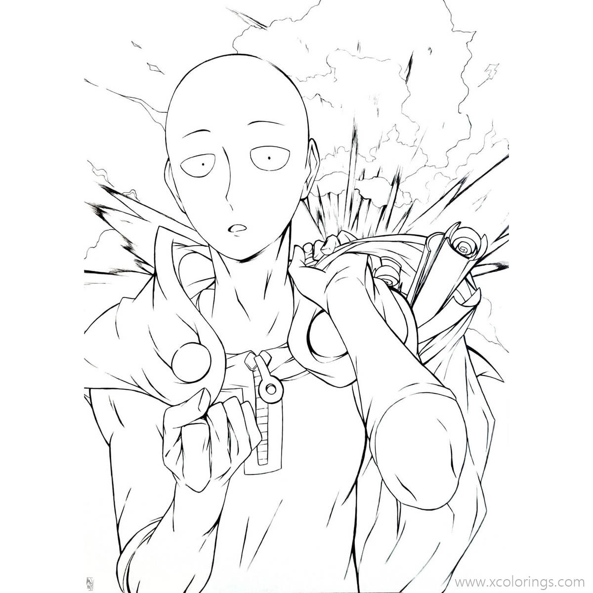 Free One Punch Man Coloring Pages Saitama Clipart printable