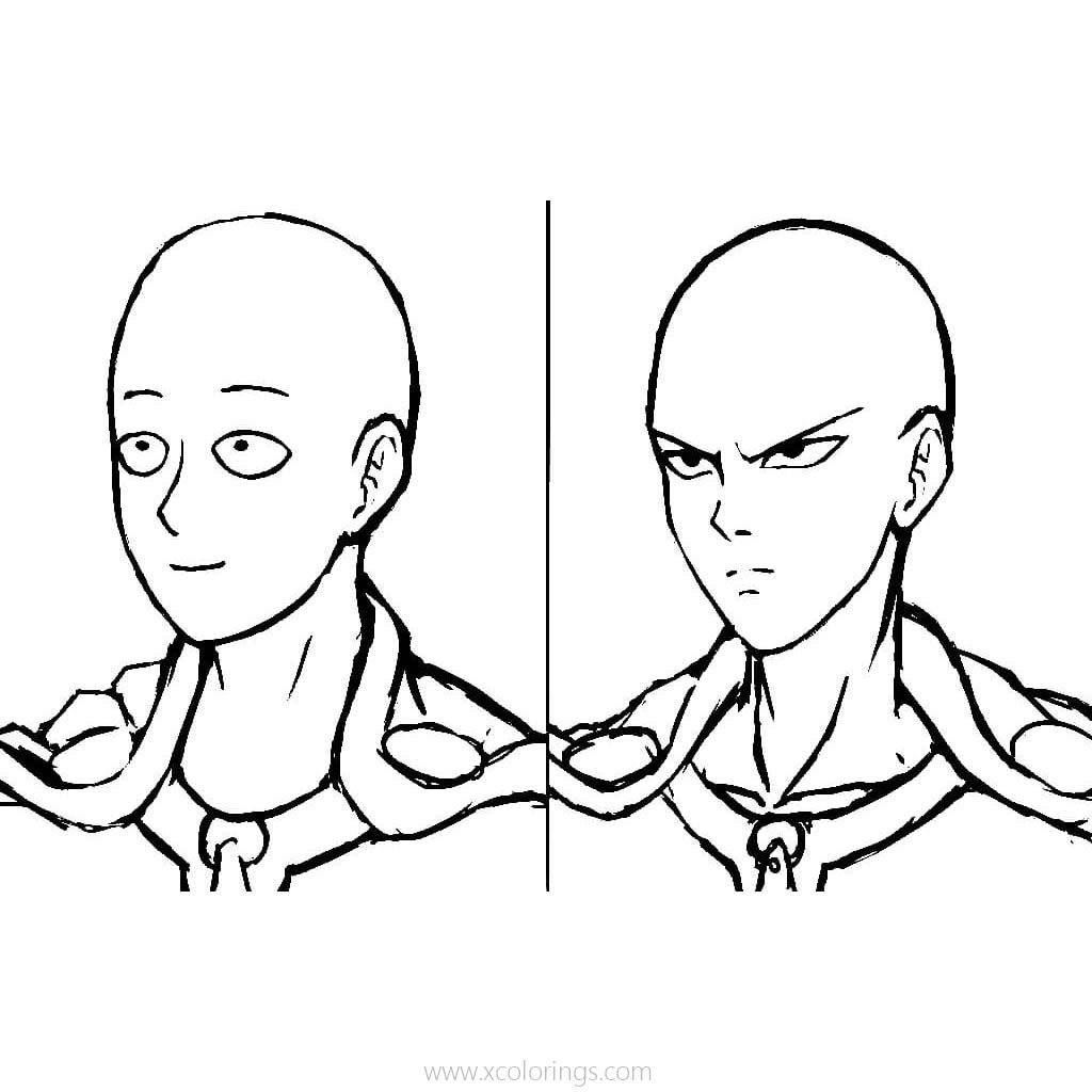 Free One Punch Man Coloring Pages Saitama Emotions printable