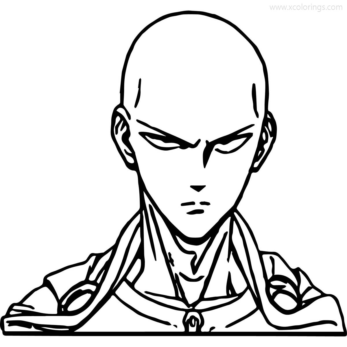Free One Punch Man Coloring Pages Saitama Portrait printable