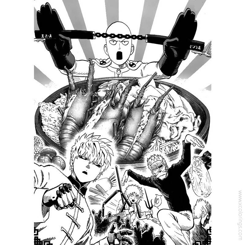 Free One Punch Man Coloring Pages Saitama and Friends printable