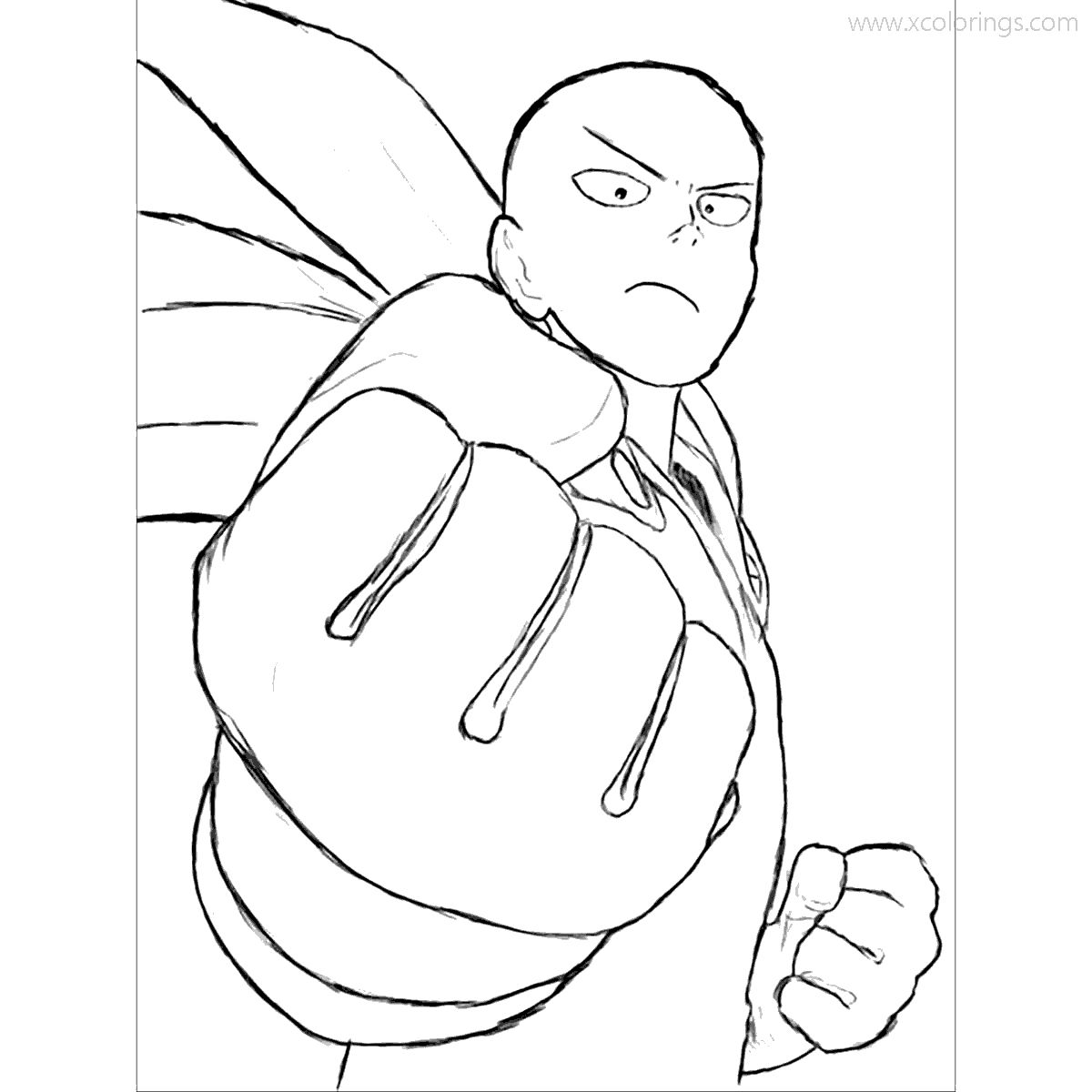 Free One Punch Man Coloring Pages Saitama for Kids printable