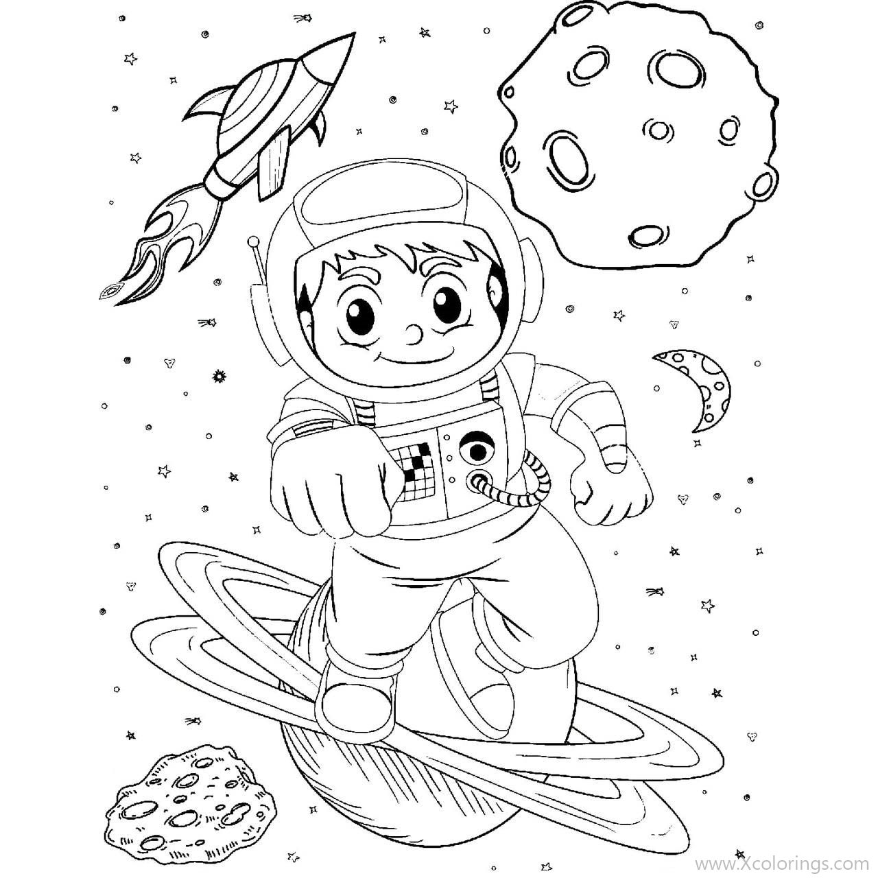 Free Outer Space Astronaut Boy Coloring Pages printable