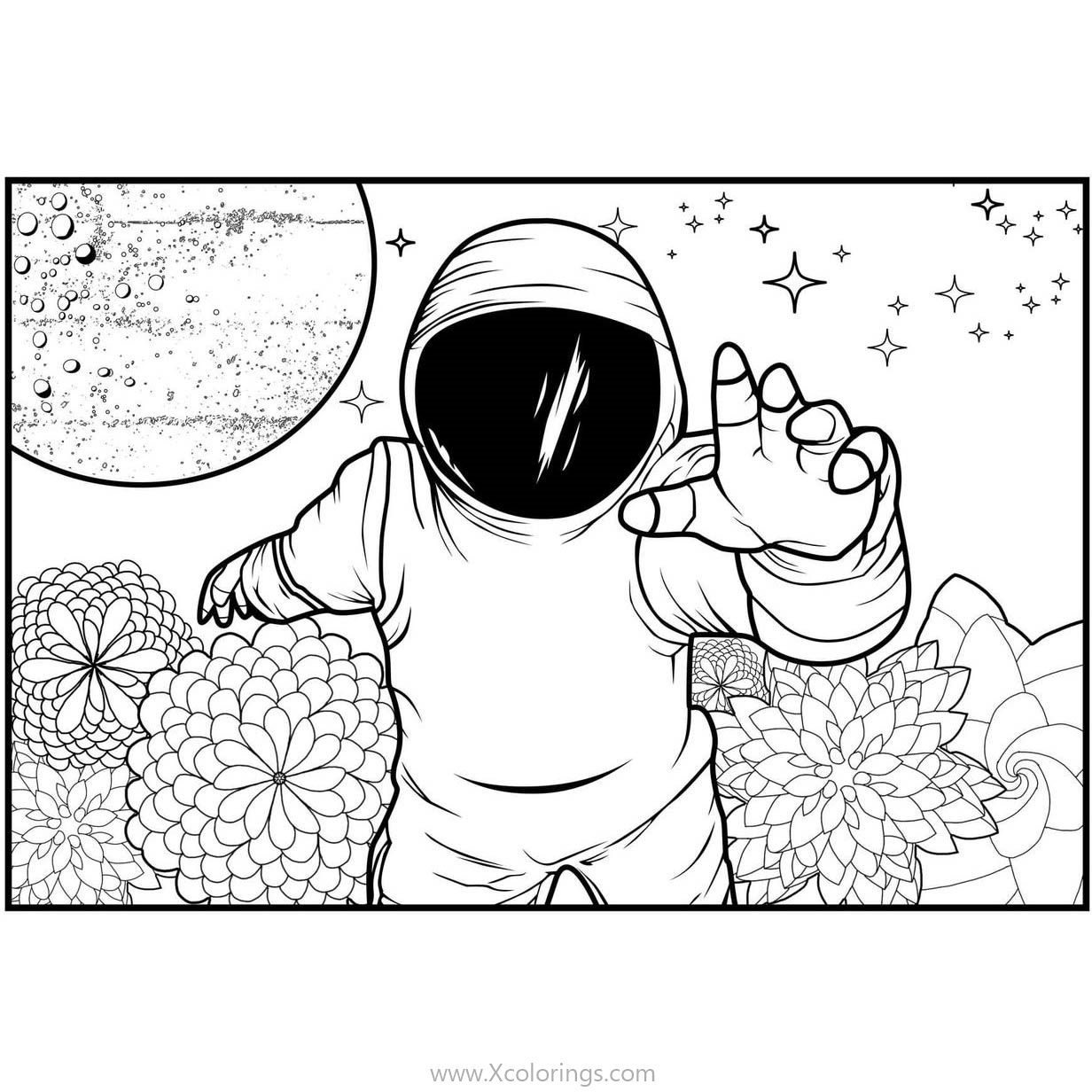 Free Outer Space Astronaut Coloring Pages for Adults printable