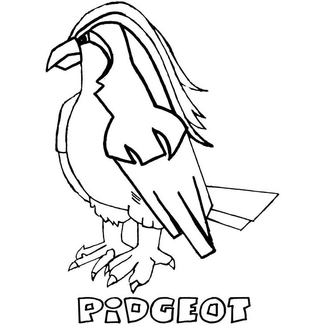 Free Pidgeot Pokemon Lineart Coloring Pages printable