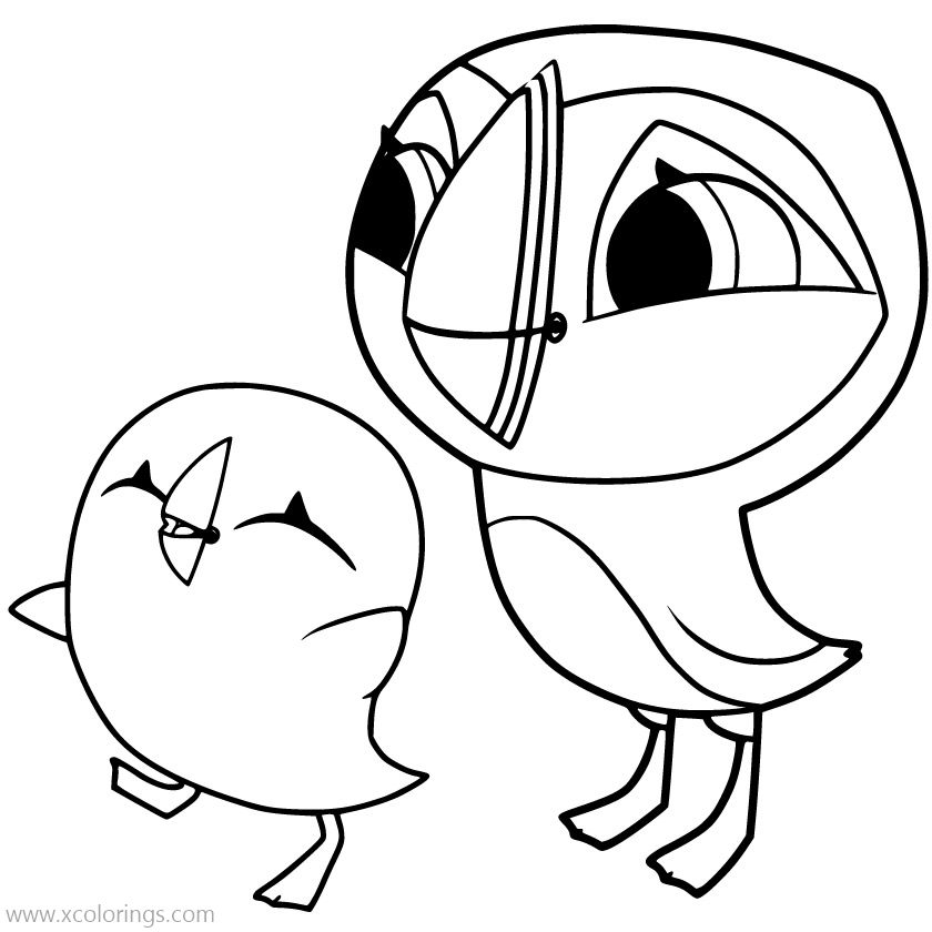 Free Puffin Rock Coloring Pages Character Oona and Baba printable