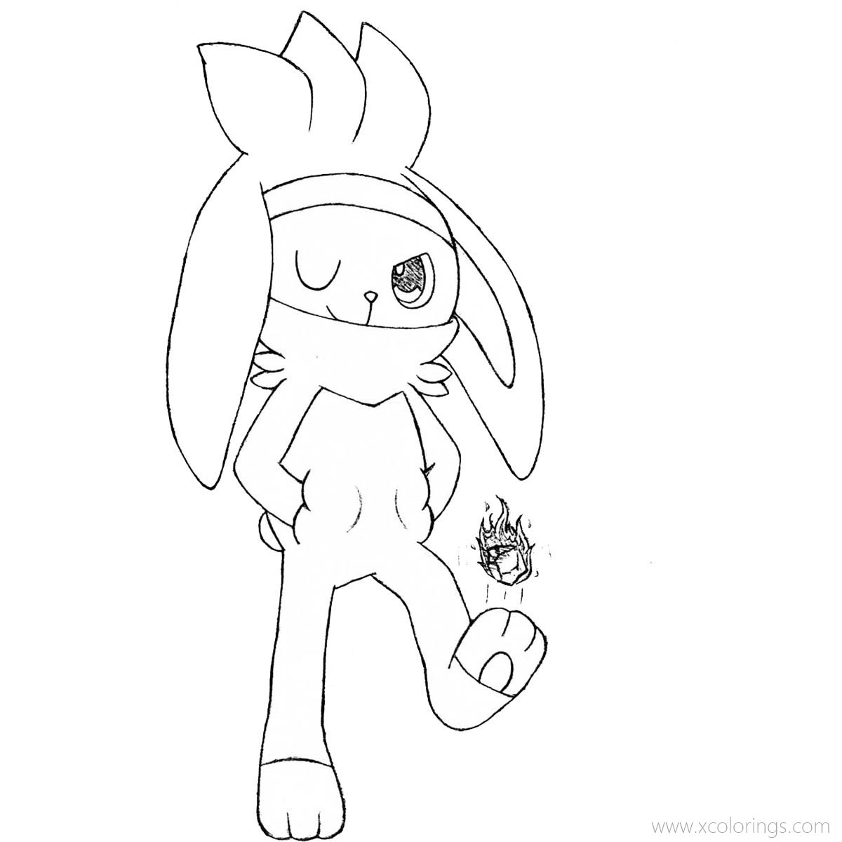 Free Raboot Pokemon Coloring Pages by YoriJoestar9 printable