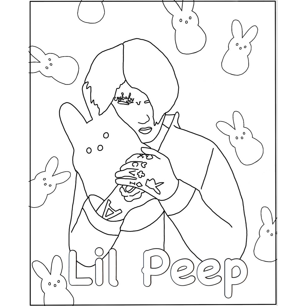 Free Rapper Lil Peep Coloring Pages printable