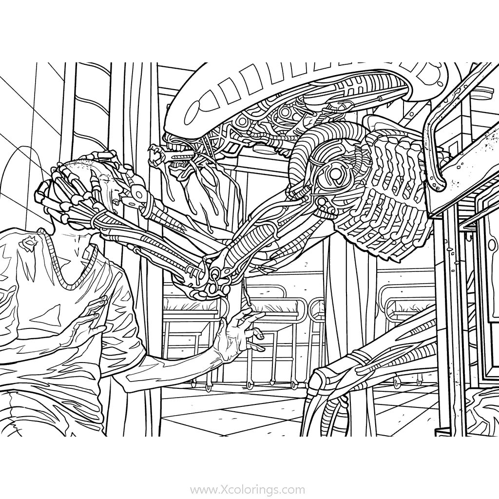 Free Robot Alien Caught a Man Coloring Pages printable