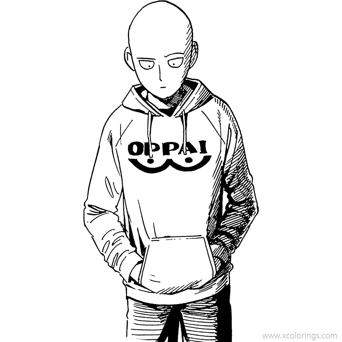 Free Saitama from One Punch Man Coloring Pages printable