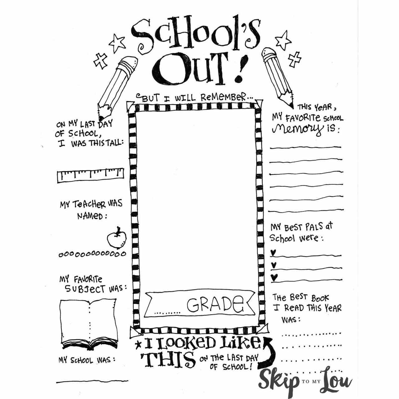 Free School's Out Coloring Pages End of School Year printable