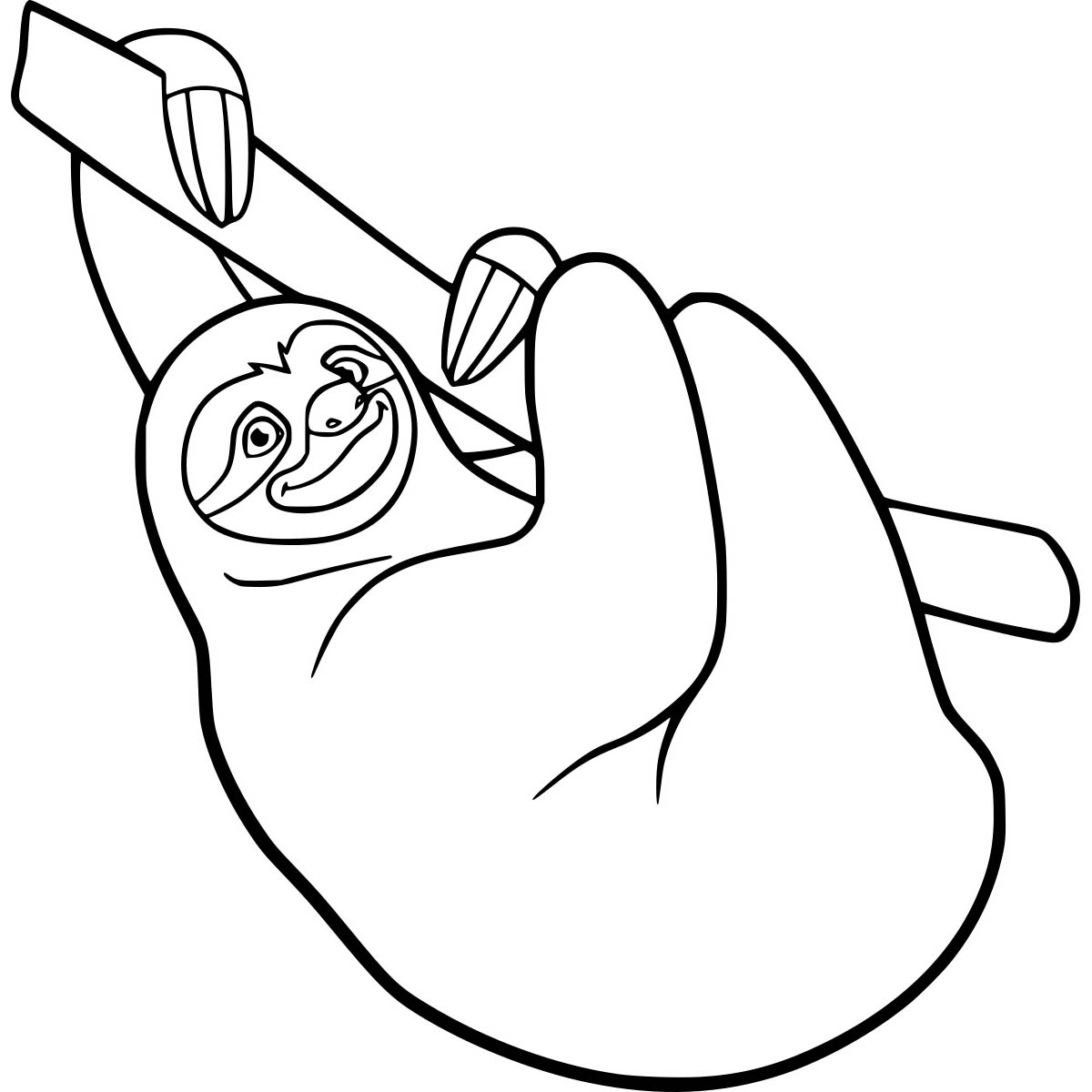 Free Simple Three Toed Sloth Coloring Pages printable