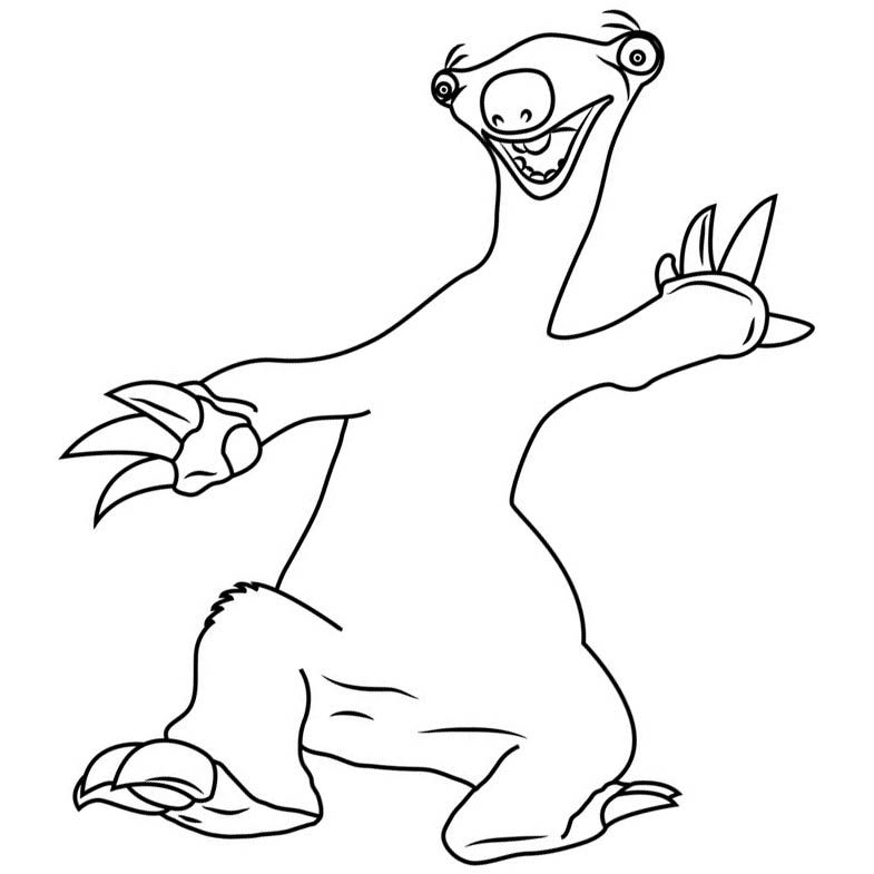 Free Sloth Coloring Pages Black and White printable