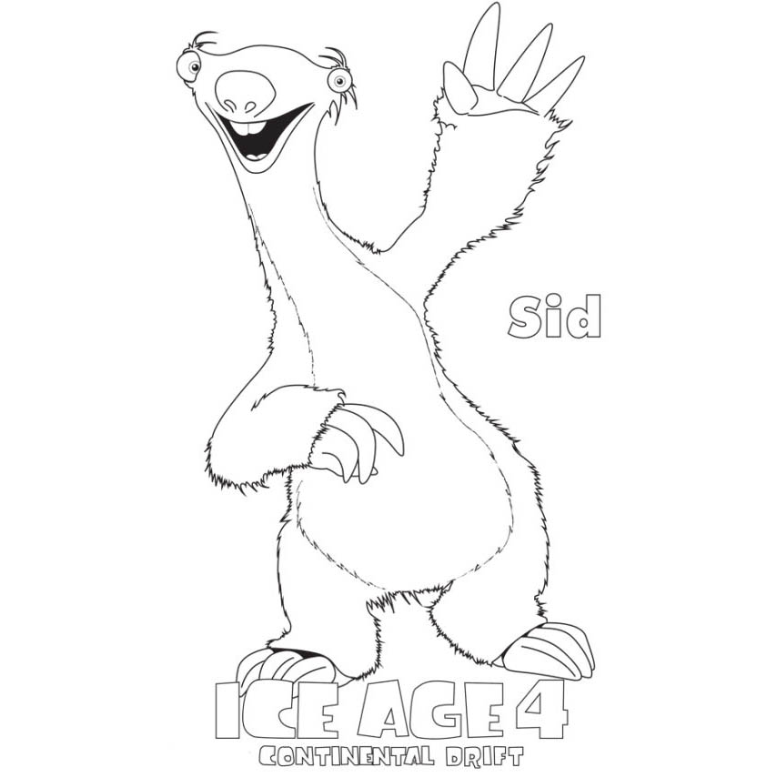 Free Sloth Coloring Pages from Ice Age 4 printable