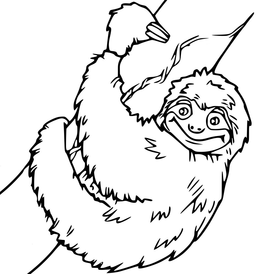 Free Sloth is Smiling Coloring Pages printable