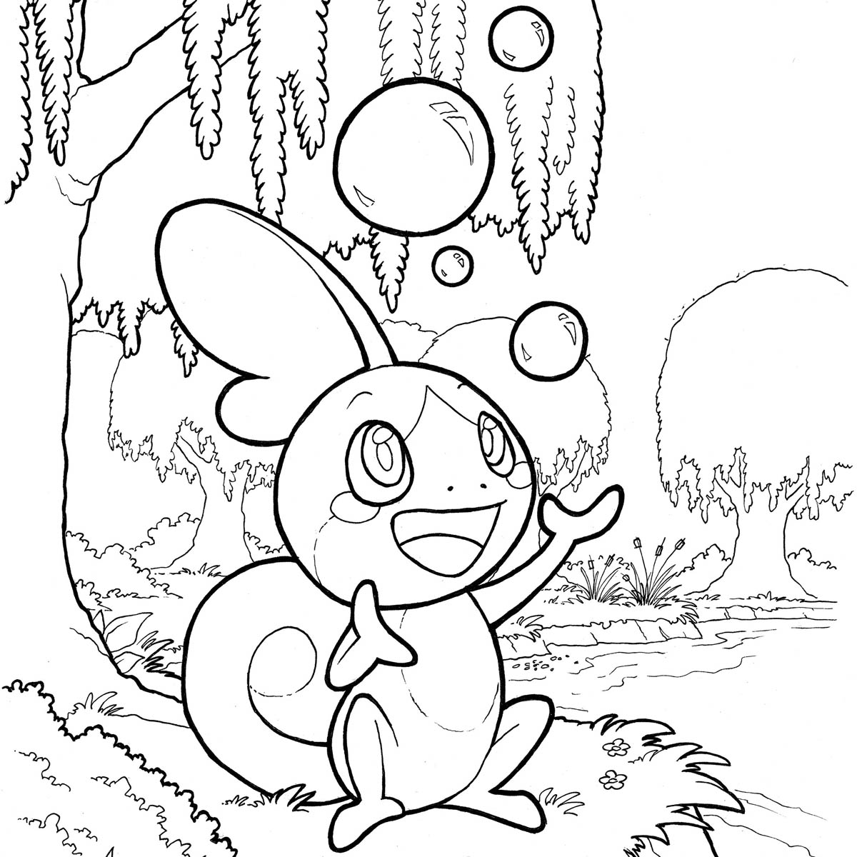 Free Sobble Pokemon Coloring Pages with Bubbles printable