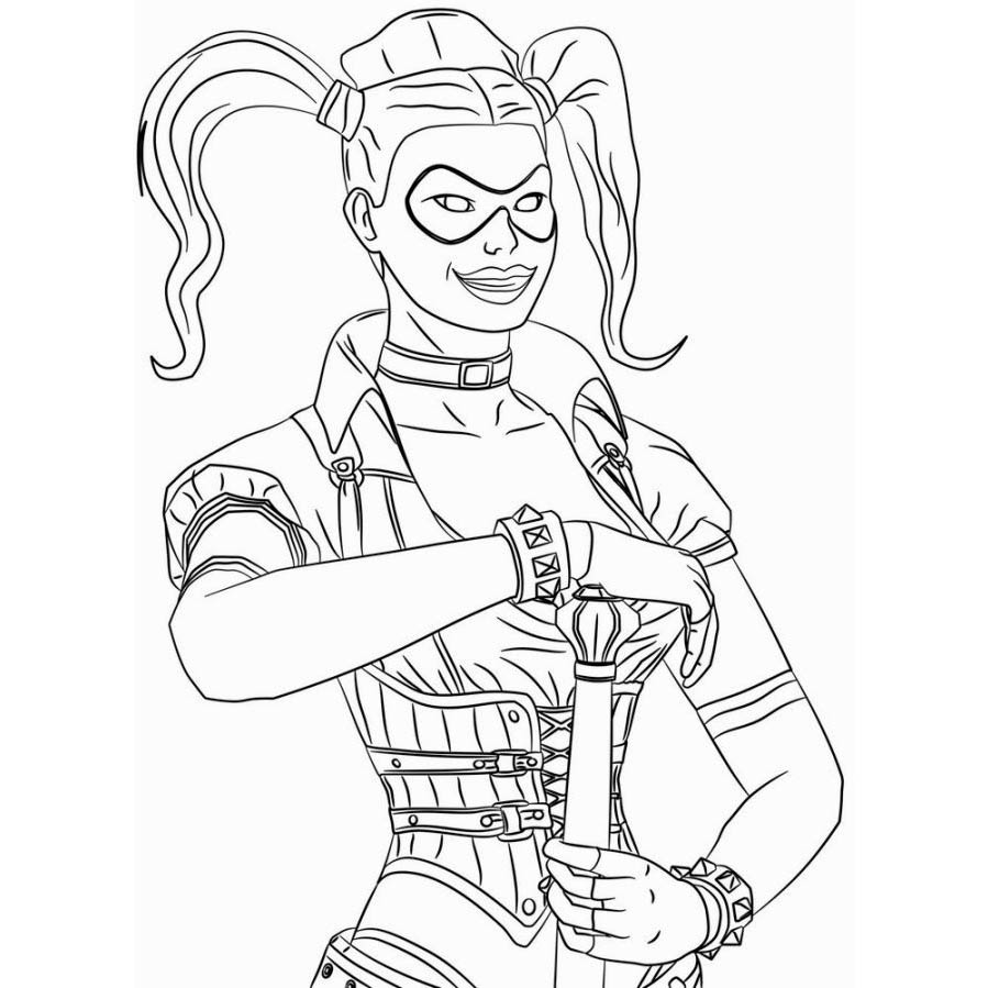 Free Suicide Squad Coloring Pages Harley Quinn Lineart printable