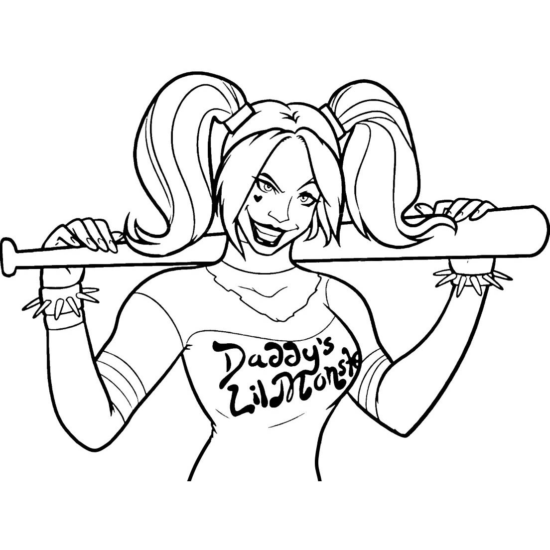 Free Suicide Squad Coloring Pages Harley Quinn Outline printable